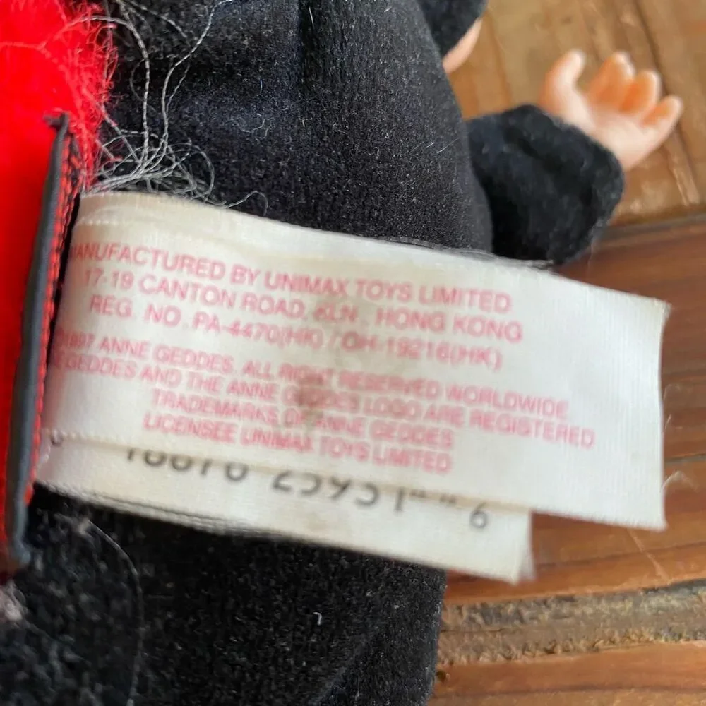 1997 Anne Geddes Sleeping Baby Ladybug Plush Doll 12”